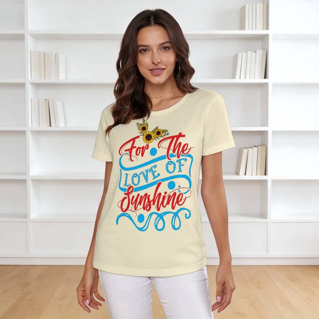 Sunflower Sunshine Quote Women's T-Shirt for Summer Casual Wear