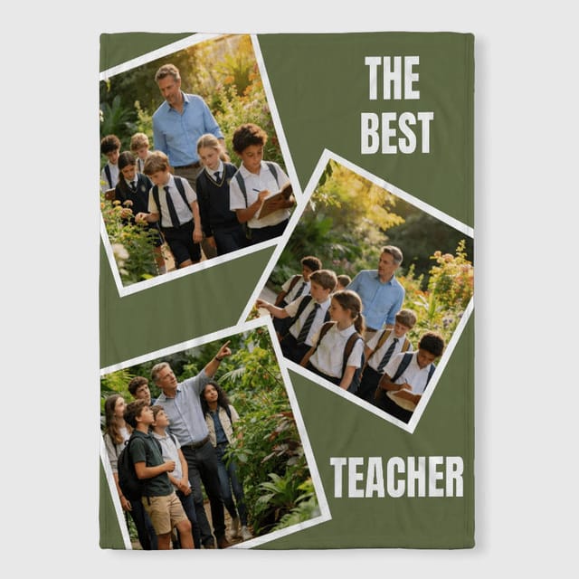 Custom 3-Photo Fleece Blanket for Teacher Gift