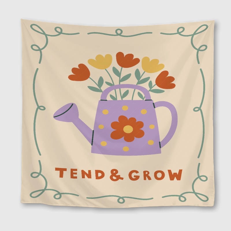 Floral Watering Can Square Towel for Gardener Birthday Gift