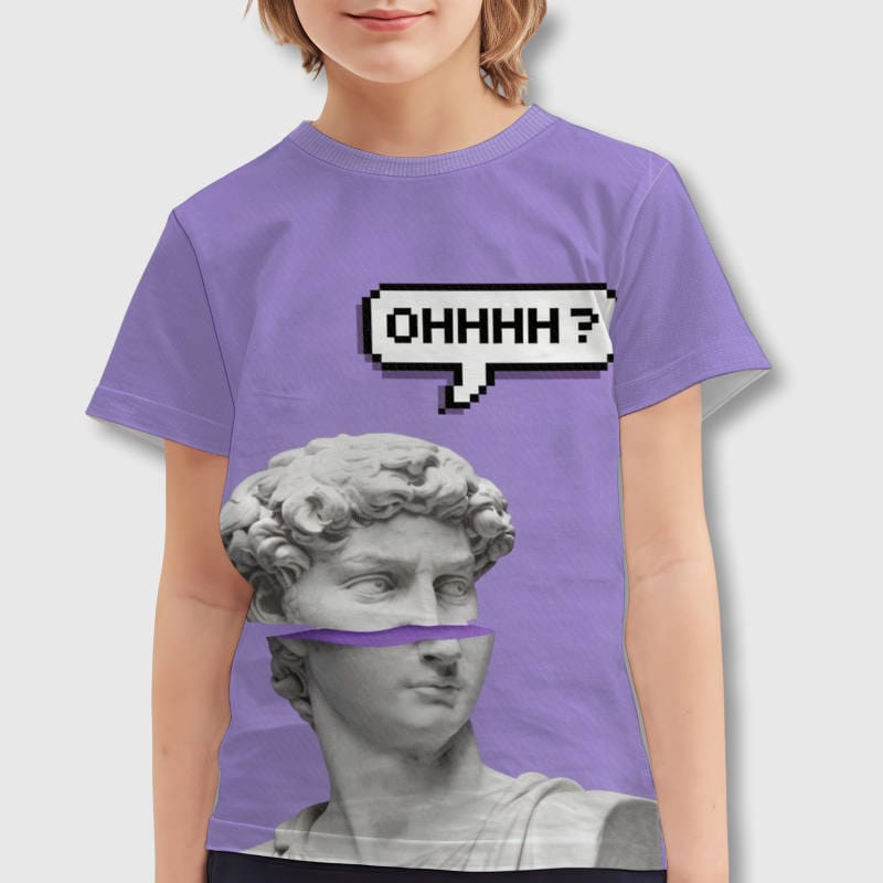 Vaporwave David Meme Kids T-Shirt for Casual Wear - 1