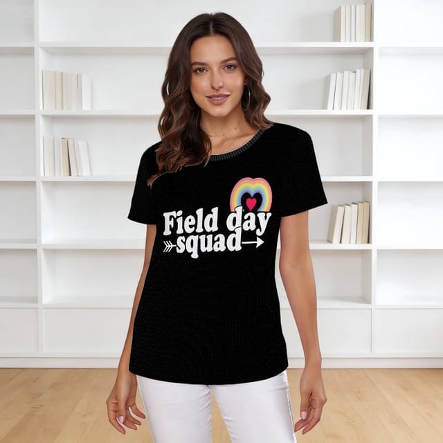 Field Day Squad Rainbow Heart Graphic Tee for School Events