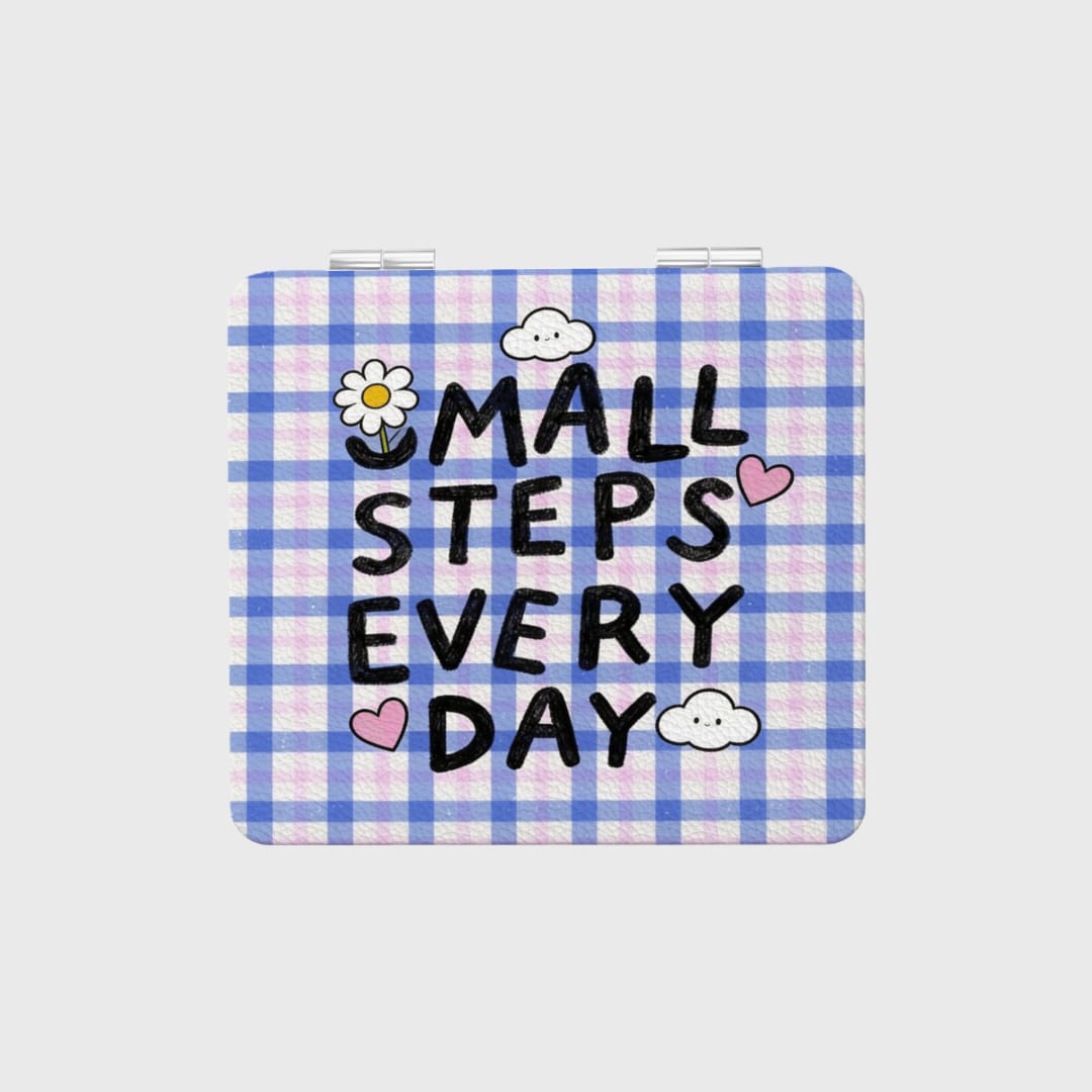 'Small Steps Every Day' Square Pocket Makeup Mirror - Gift for Self-Care & Loved Ones - 1