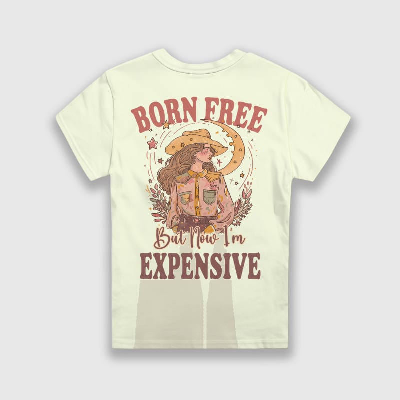Born Free Cowgirl Quote Kids Tee for Birthday Daily Wear