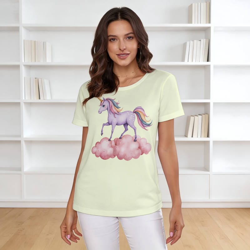 Watercolor Unicorn Women's T-Shirt for Unicorn Lovers Daily Wear