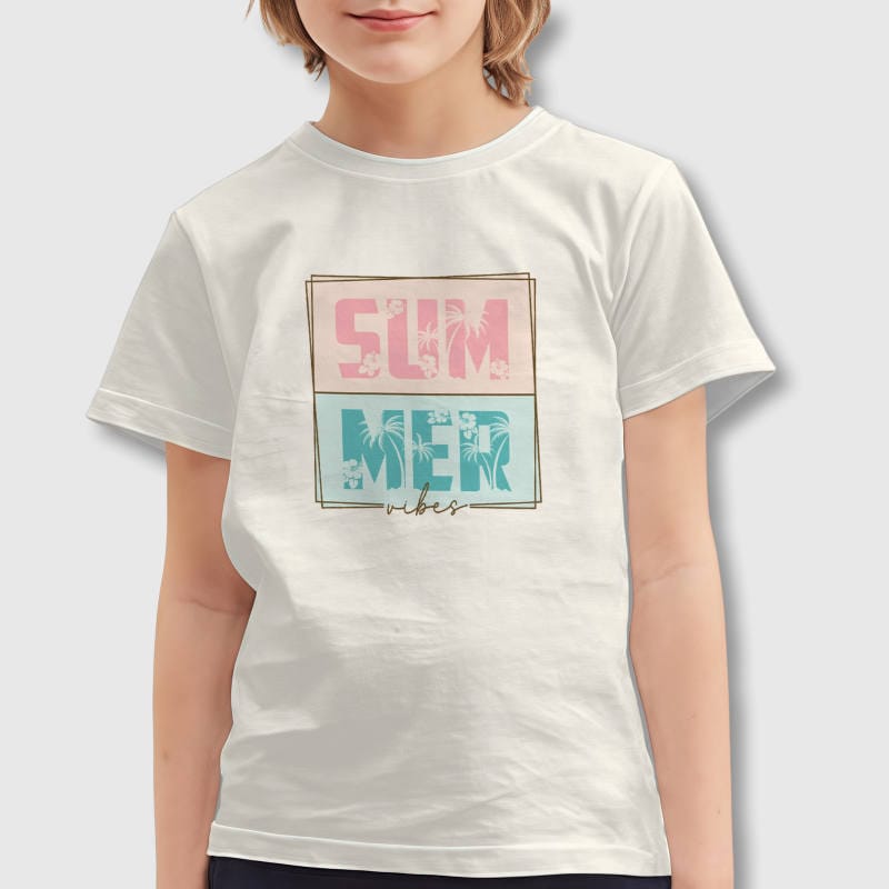Summer Palm Tree Print Kids T-Shirt for Summer Daily Wear