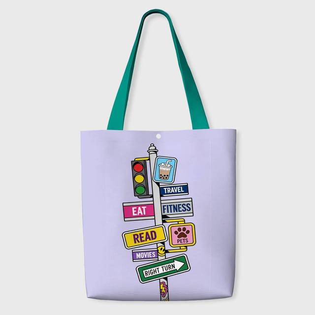 Fun Street Sign Tote Bag For Pet Lovers Daily Use