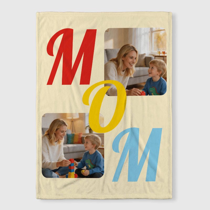 Custom Photo MOM Fleece Blanket for Mom Mother's Day Gift - 1