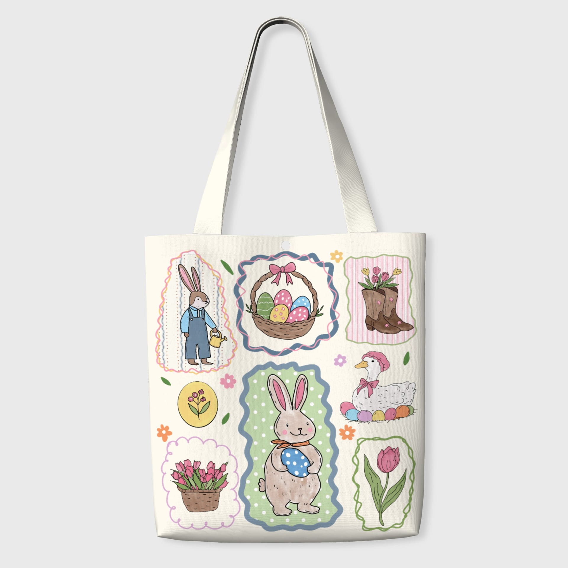 Vintage Easter Bunny Tote Bag for Daily Use & Gifting