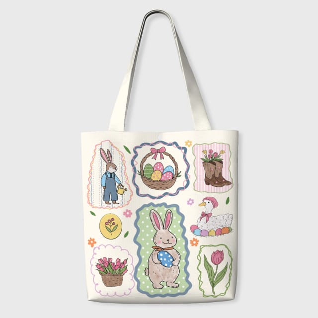 Vintage Easter Bunny Tote Bag for Daily Use & Gifting