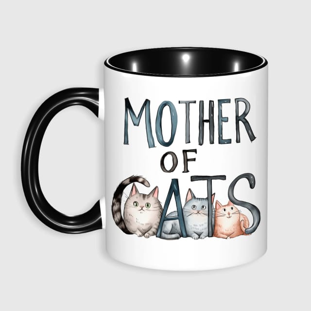 Mother of Cats Black Accent Ceramic Mug for Cat Moms