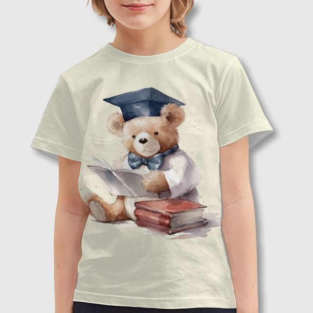 Watercolor Graduation Bear Kids T-Shirt for Back to School