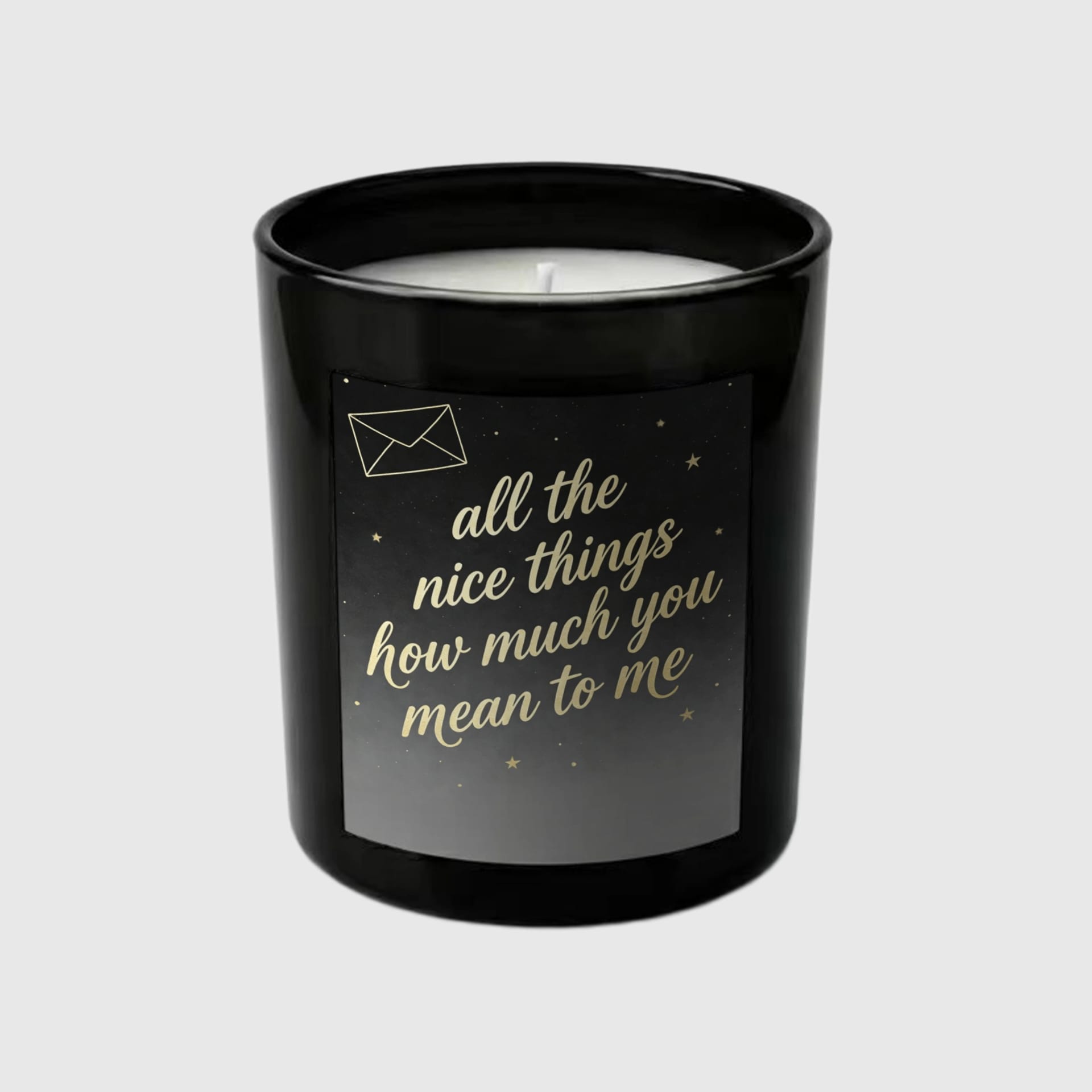 Heartfelt Quote Black Glass Candle for Partner Anniversary Gift