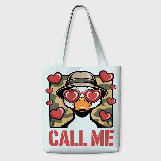 Funny Duck Heart Tote Bag for Duck Lovers Valentine Gift