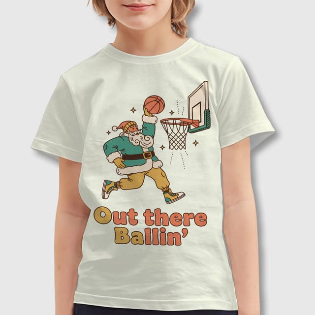 Retro Santa Basketball Kids T-Shirt for Christmas Sports Wear