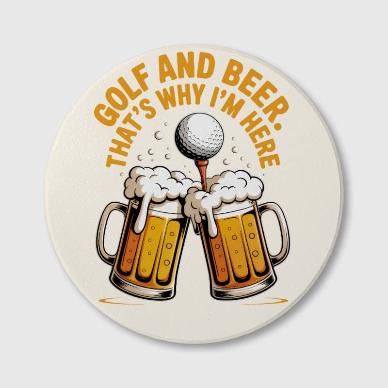 Golf & Beer Ceramic Coaster for Golfers Father's Day Gift