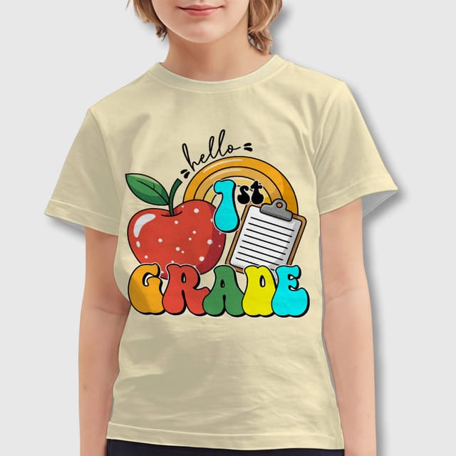 Hello 1st Grade Print Kids T-Shirt for 1st Graders Back to School