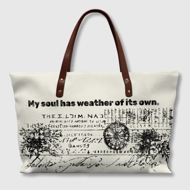 Vintage Literary Quote PU Leather Tote Bag for Book Lovers Gift