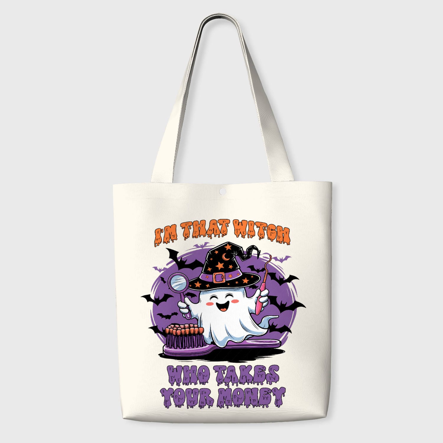 Funny Halloween Dental Ghost Tote Bag for Dentist Gift