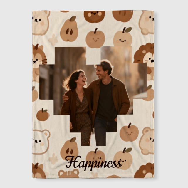 Custom Photo Heart Throw Blanket for Couples Anniversary Gift