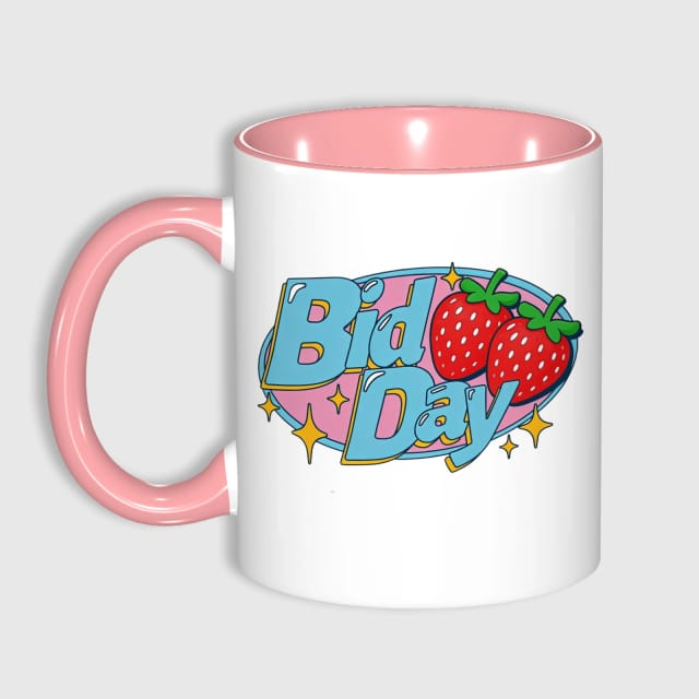 Strawberry Bid Day Pink Accent Mug for Sorority Gifts