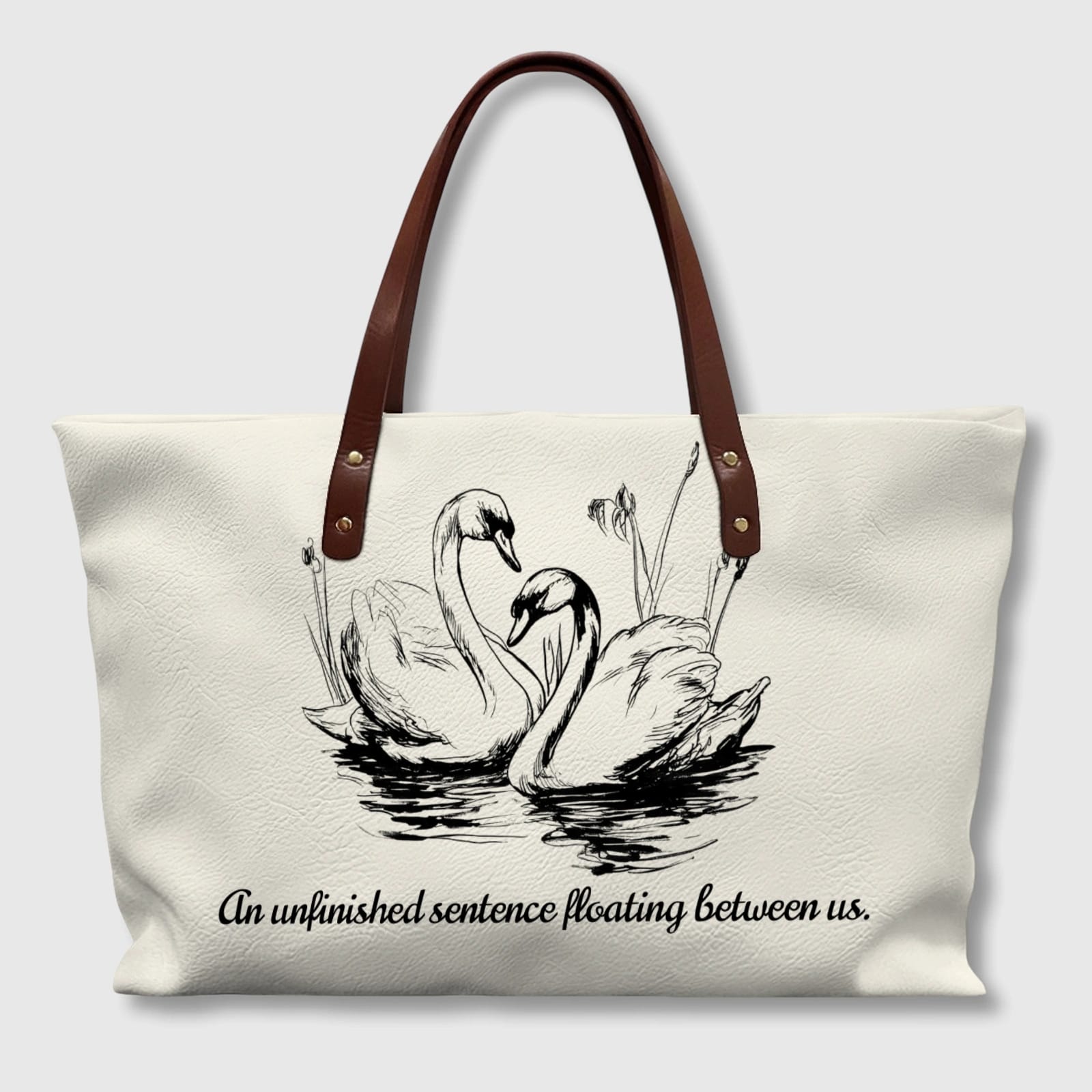 Romantic Swan Print Tote Bag for Couples Anniversary Gift
