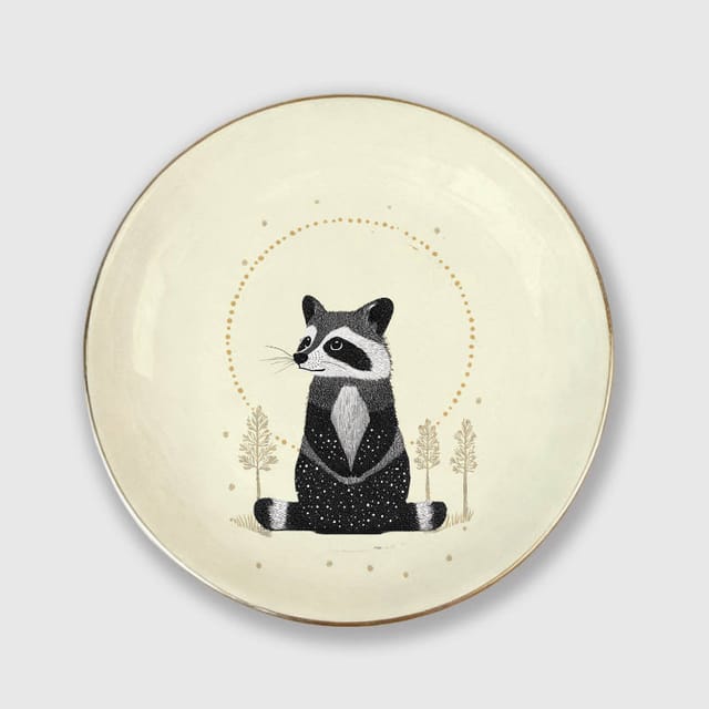 Cute Raccoon Ceramic Trinket Dish for Animal Lovers Gifts