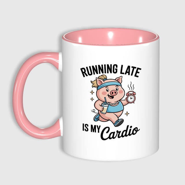 Funny Running Late Pig Mug Gift for Fitness Lovers