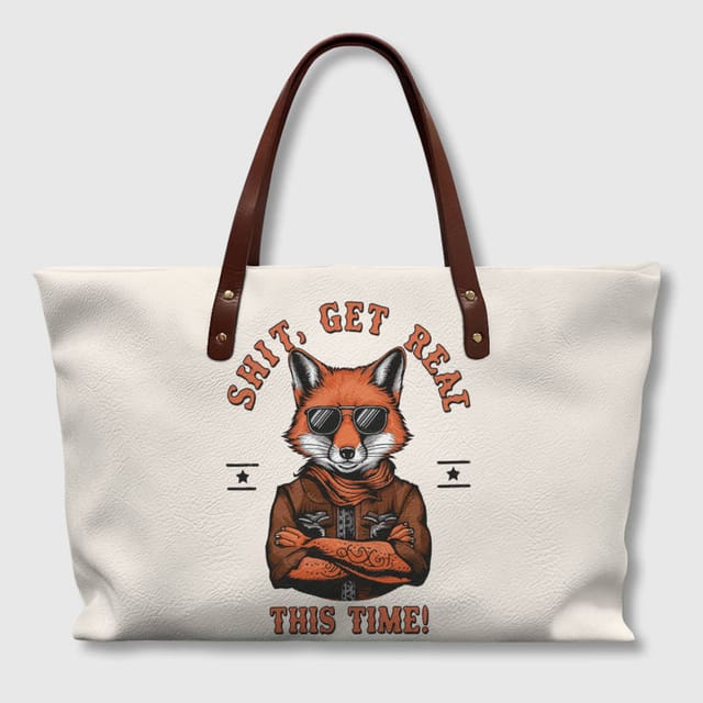 Funny Fox Quote PU Tote Bag for Pet Lovers Daily Use