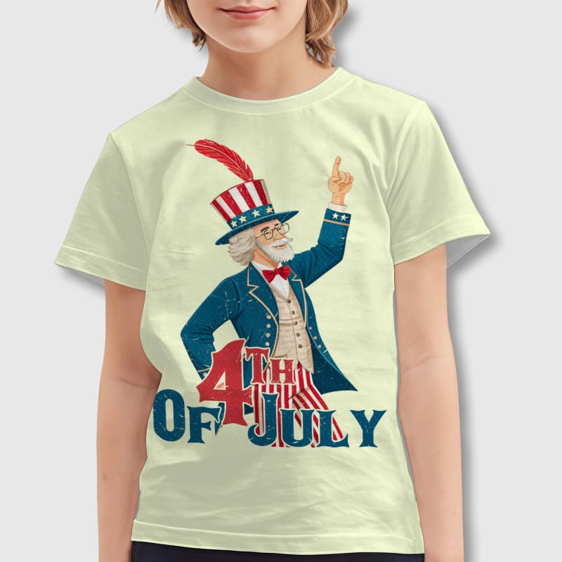 Uncle Sam 4th of July Kids T-Shirt for Patriotic Gifts