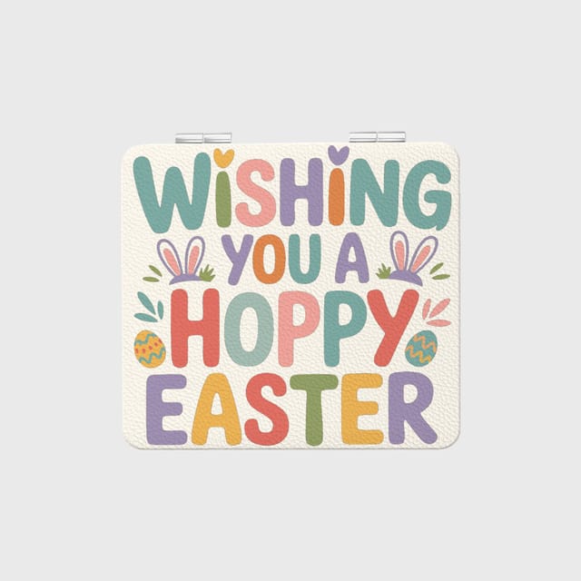 Hoppy Easter Quote Pocket Makeup Mirror for Her Easter Gift