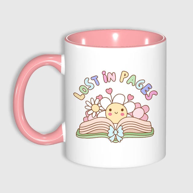 Cute Lost in Pages Floral Mug for Book Lovers Gift