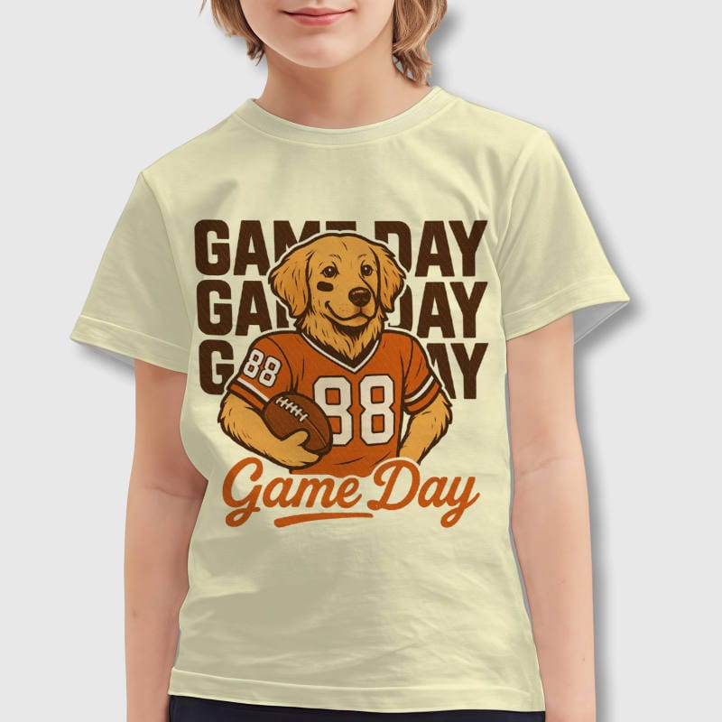 Golden Retriever Game Day Football Kids T-Shirt for Sport Fans