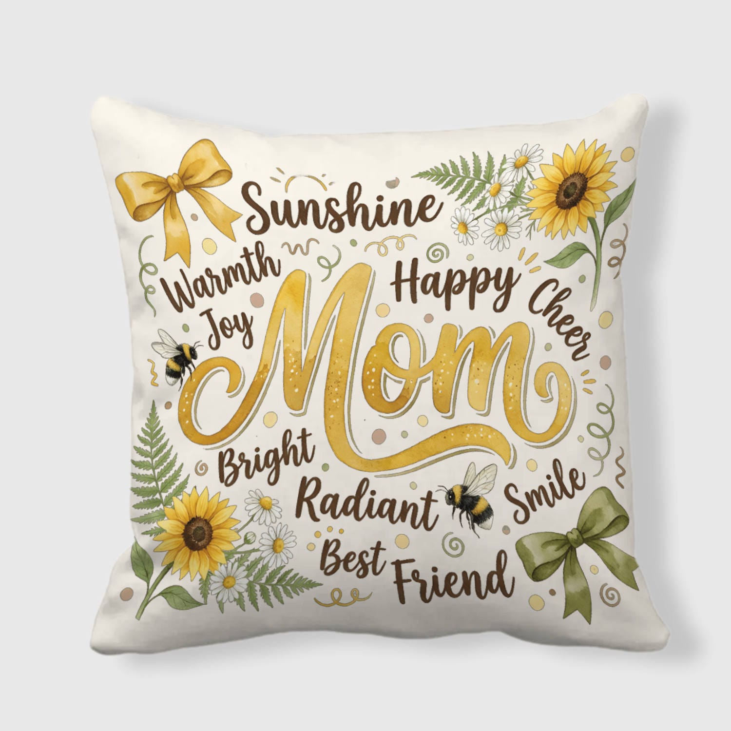 Sunflower Floral Throw Pillow for Mom Mother's Day Gift