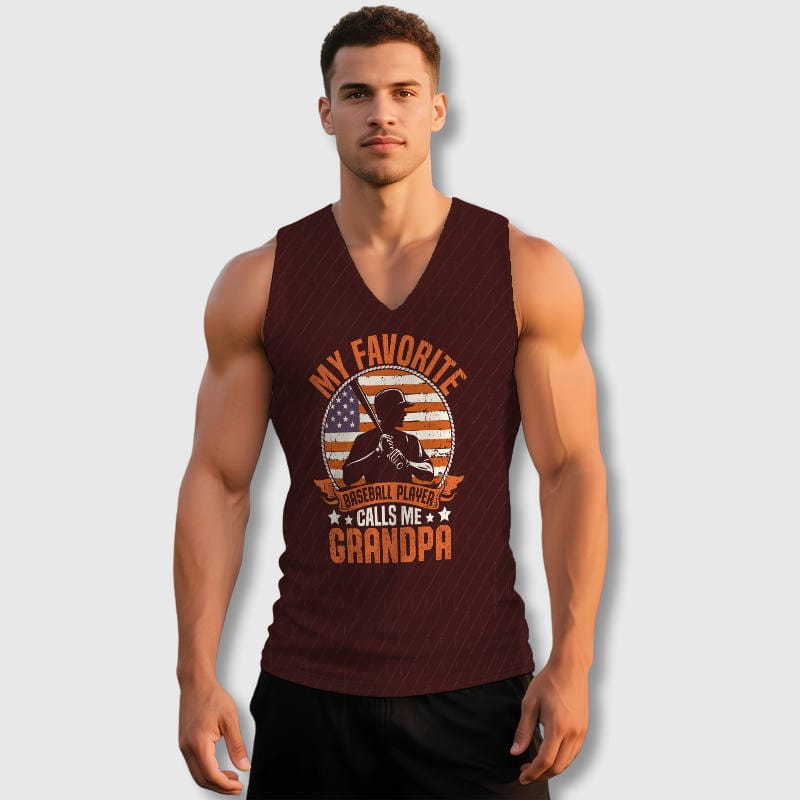 Vintage Baseball Grandpa Graphic Tank Top for Grandpa Gift