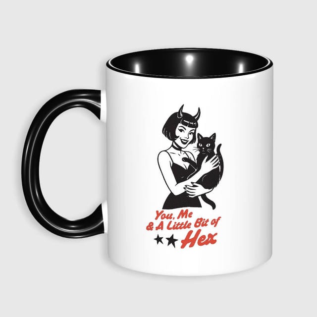 Devil Girl Black Cat Coffee Mug for Cat Lovers Halloween Gift