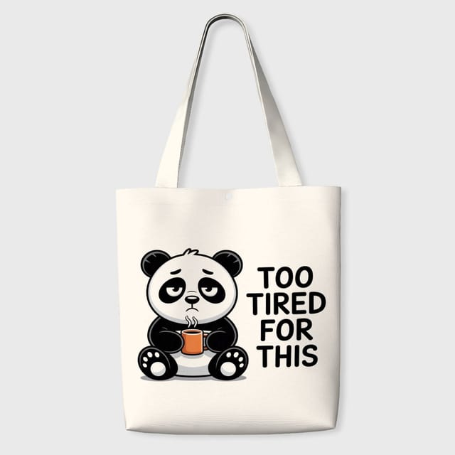 Funny Tired Panda Tote Bag for Panda Lovers Daily Use