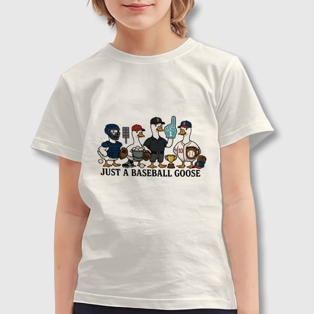 Funny Baseball Goose Kids T-Shirt for Baseball Fans Daily Wear