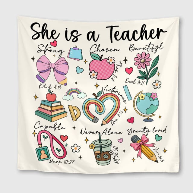 Christian Teacher Quote Square Towel for Female Teacher Gifts