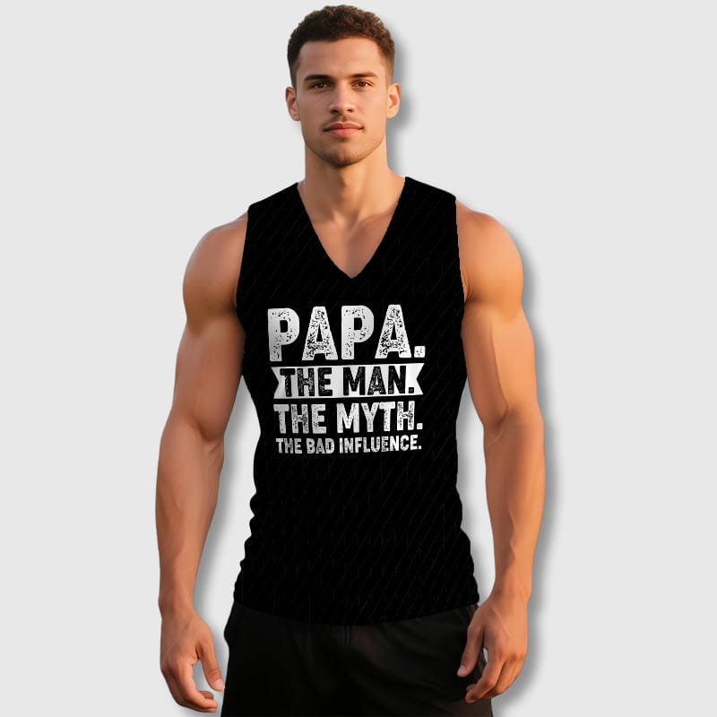 Funny Papa Quote V-Neck Tank Top for Dads Father's Day Gift