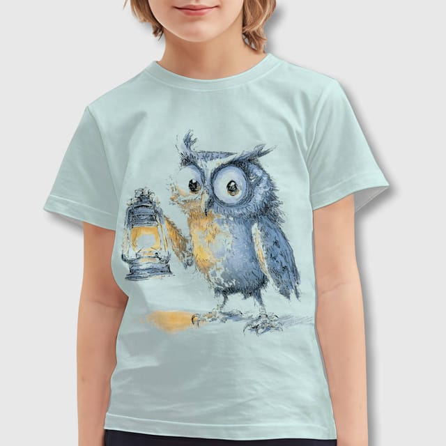 Cute Watercolor Owl Kids T-Shirt for Animal Lovers Gift
