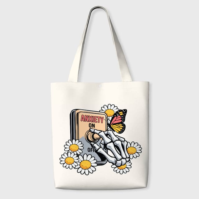 Funny Anxiety Skeleton Tote Bag for Daily Use Gift