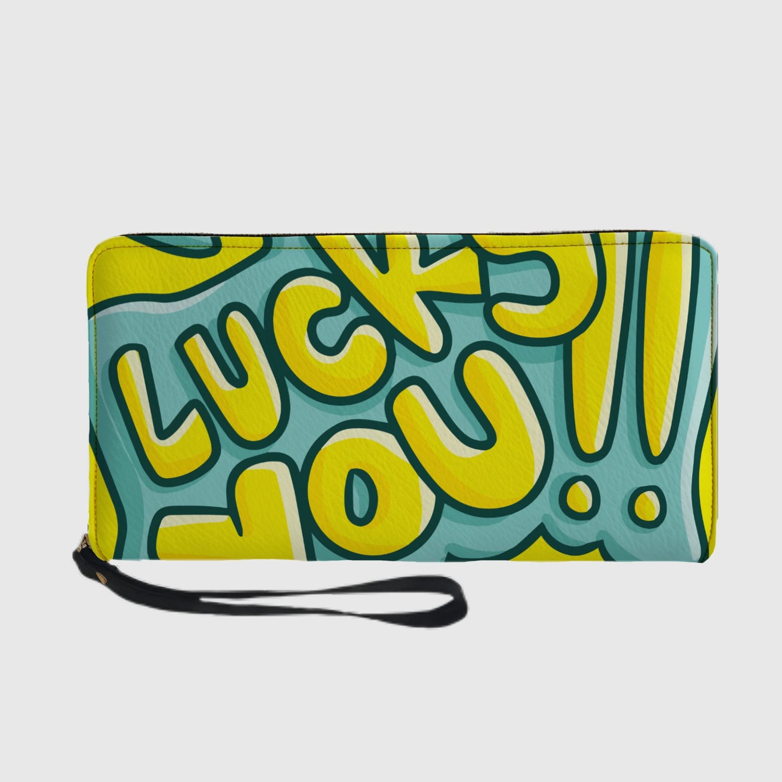 Personalized Zip Wallet with Wrist Strap PU Leather Long Wallet