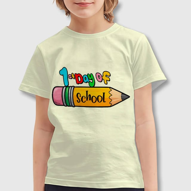 1st Day of School Pencil Print Kids Tee for Back to School