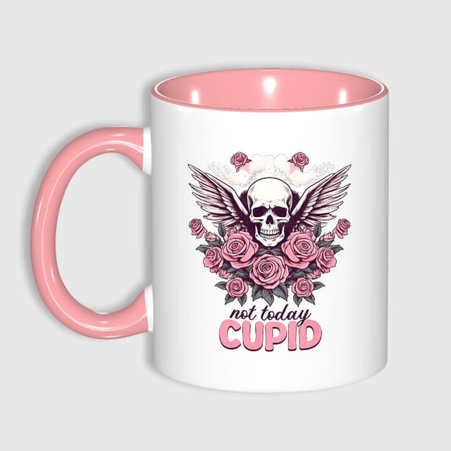 Skull Floral Not Today Cupid Mug for Anti Valentine Gift