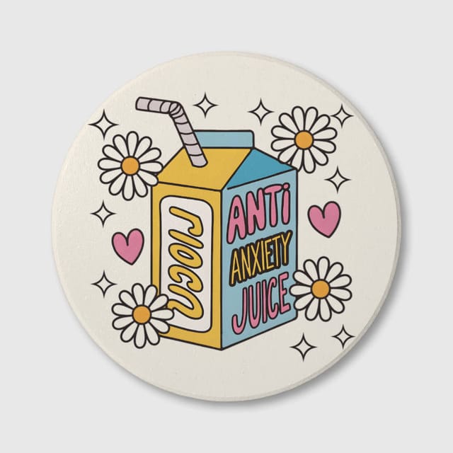 Funny Anti Anxiety Floral Ceramic Coaster for Friend Daily Use