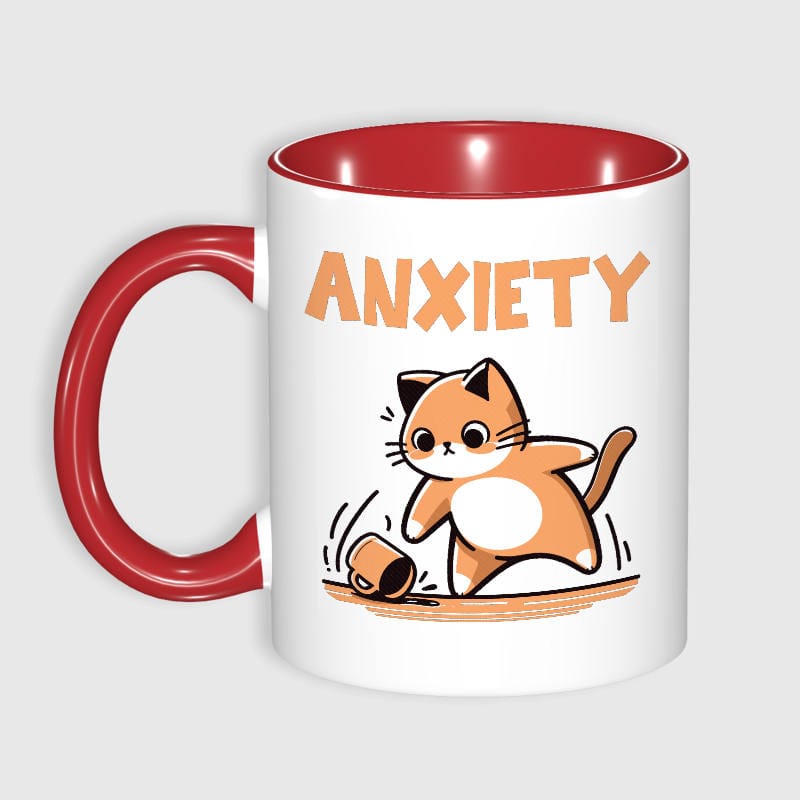 Funny Anxiety Cat Ceramic Mug for Cat Lovers Gift