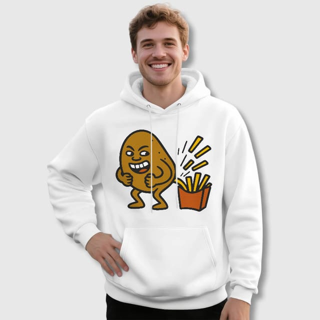 Funny Potato Fries Graphic Hoodie for Food Lovers Daily Wear