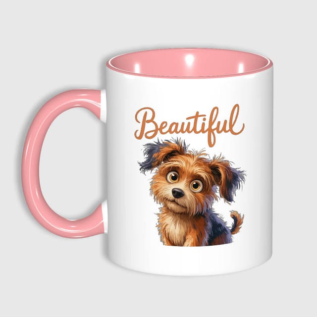 Cute Cartoon Dog 11oz Pink Mug for Pet Lovers Gift