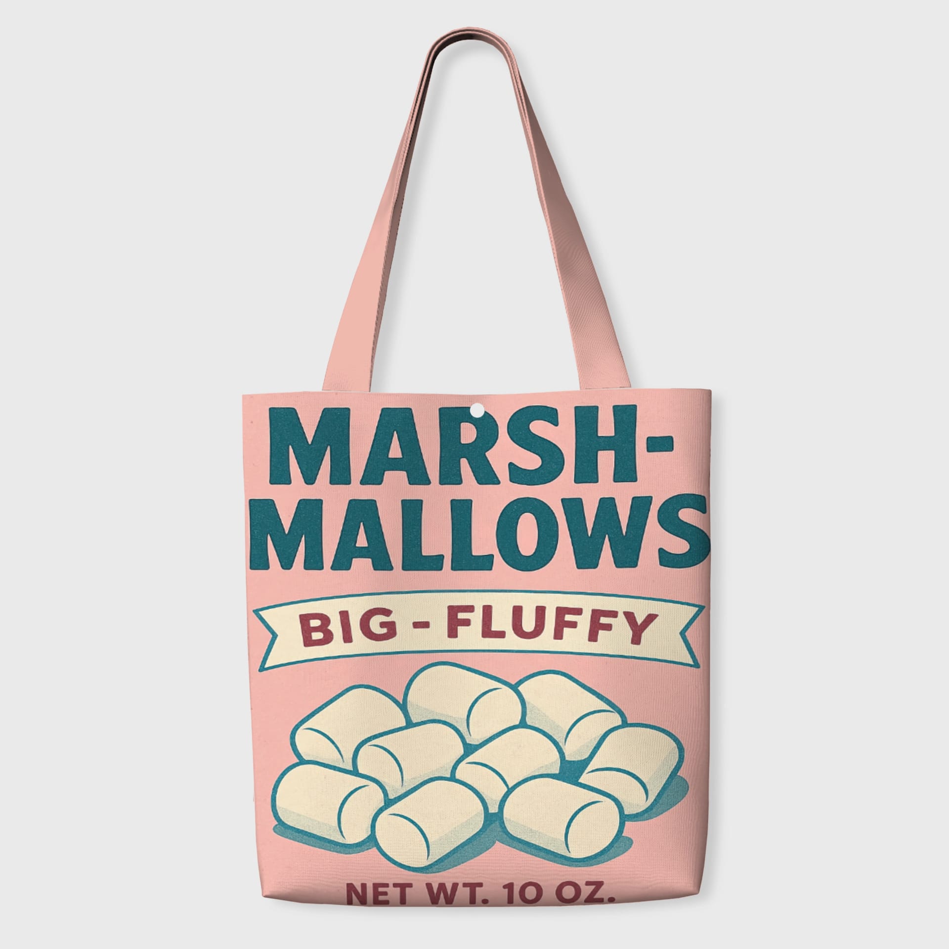 Retro Marshmallow Print Tote Bag for Snack Lovers Daily Use