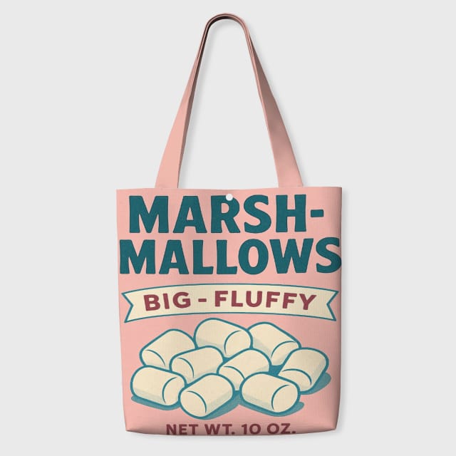Retro Marshmallow Print Tote Bag for Snack Lovers Daily Use